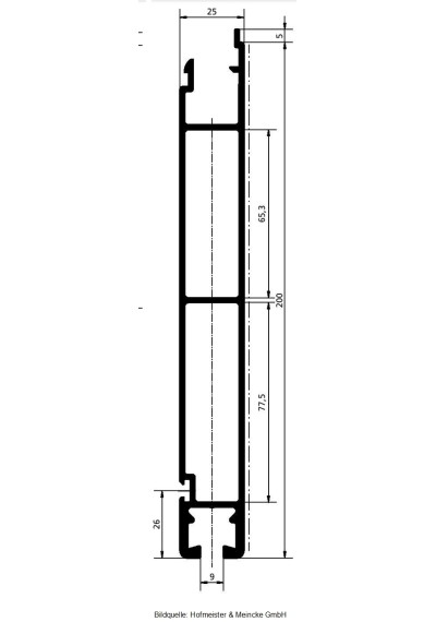 Bordwandprofil / unteres Abschlußprofil mit Nut für Dichtung innen 200 mm blank